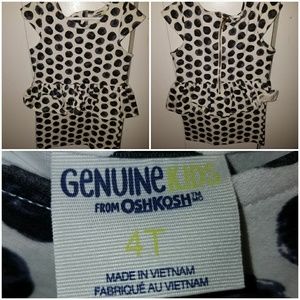 Kids girls white and black polka dot dress